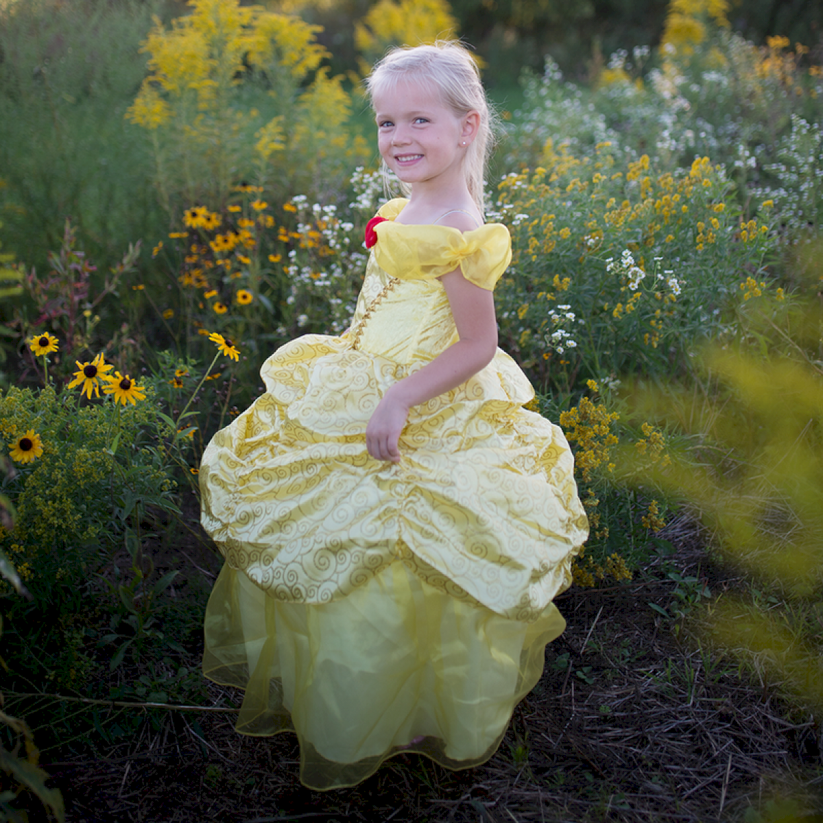 Déguisement princesse de bal jaune et bleu fille 5 - 6 ans
