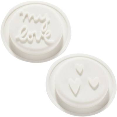 Lot de 2 opercules en silicone pour biberon - Coeurs et My Love