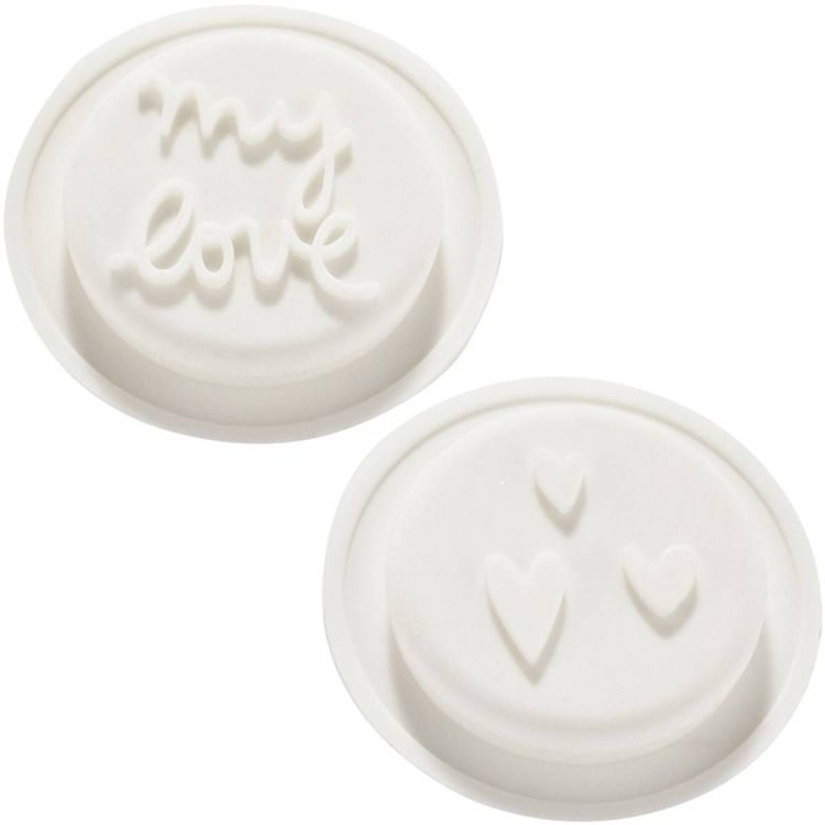 Lot de 2 opercules en silicone pour biberon - Coeurs et My Love