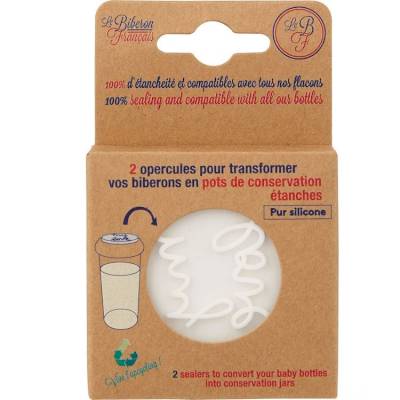 Lot de 2 opercules en silicone pour biberon - Coeurs et My Love