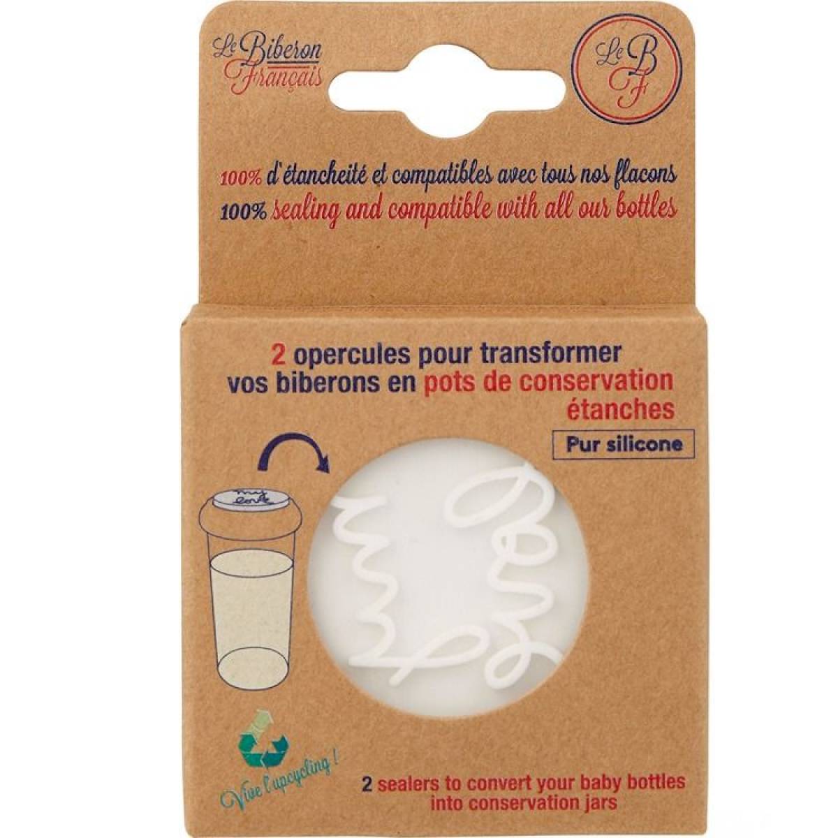 Lot de 2 opercules en silicone pour biberon - Coeurs et My Love